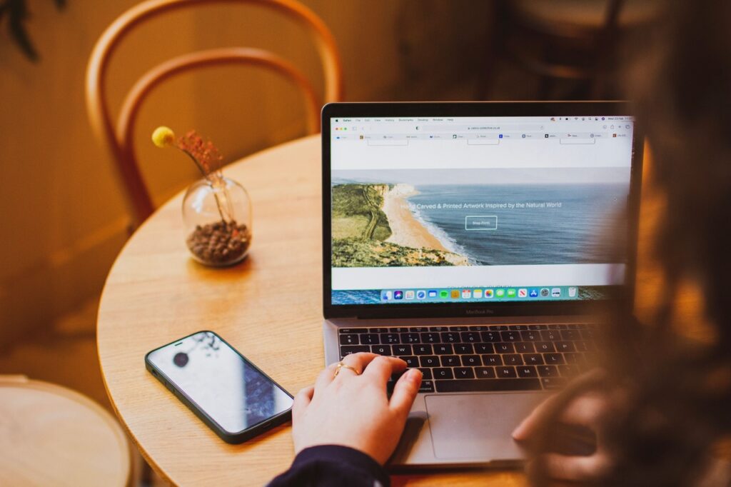 Founder Charlotte working on laptop