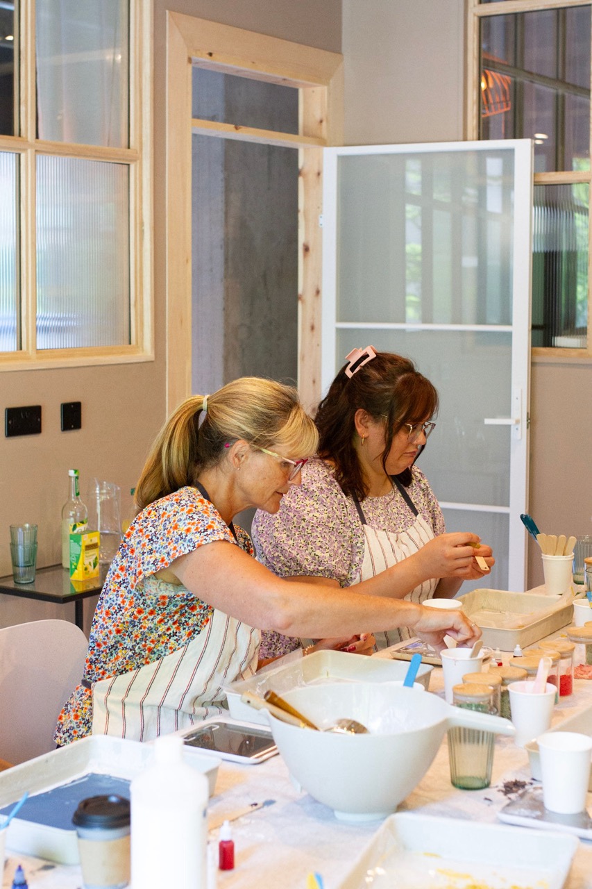 Two women at craft workshop